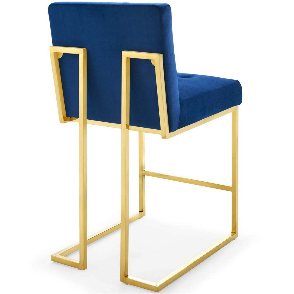 Privy Gold Stainless Steel Performance Velvet Counter Stool - No Shipping Charges MDY-EEI-3853-GLD-NAV