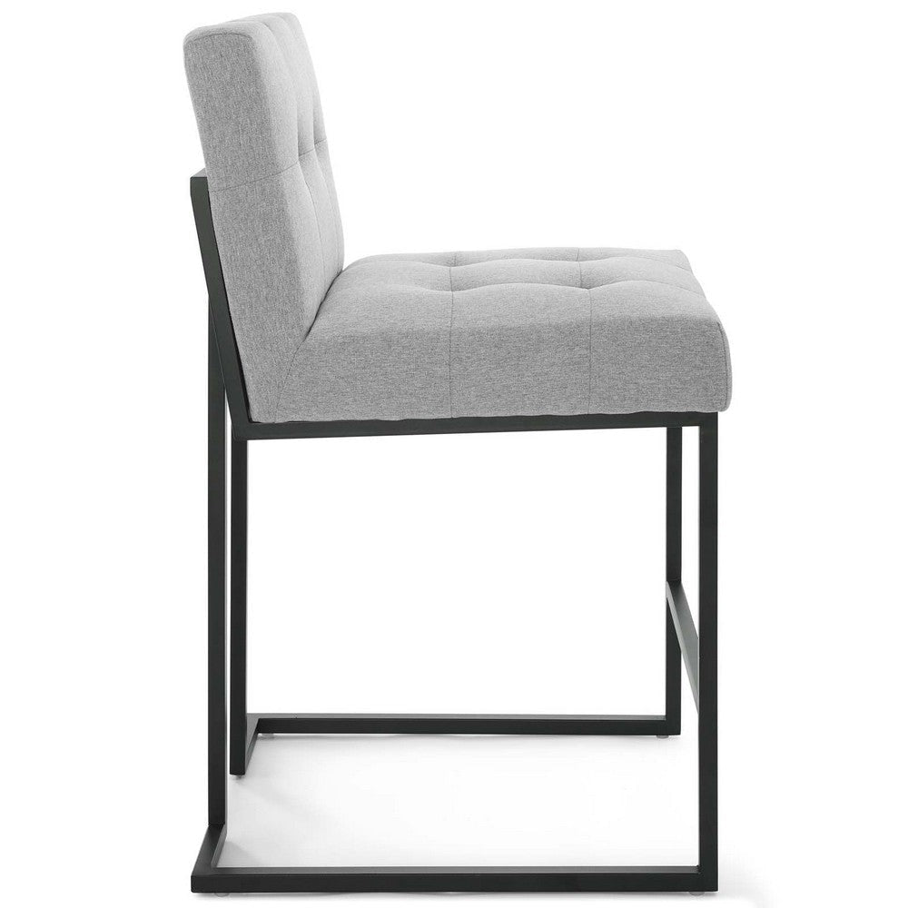 Modway Privy Black Stainless Steel Upholstered Fabric Counter Stool Light Gray MDY-EEI-3854-BLK-LGR