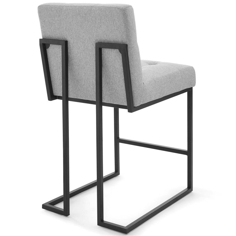 Modway Privy Black Stainless Steel Upholstered Fabric Counter Stool Light Gray MDY-EEI-3854-BLK-LGR