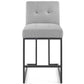 Modway Privy Black Stainless Steel Upholstered Fabric Counter Stool Light Gray MDY-EEI-3854-BLK-LGR