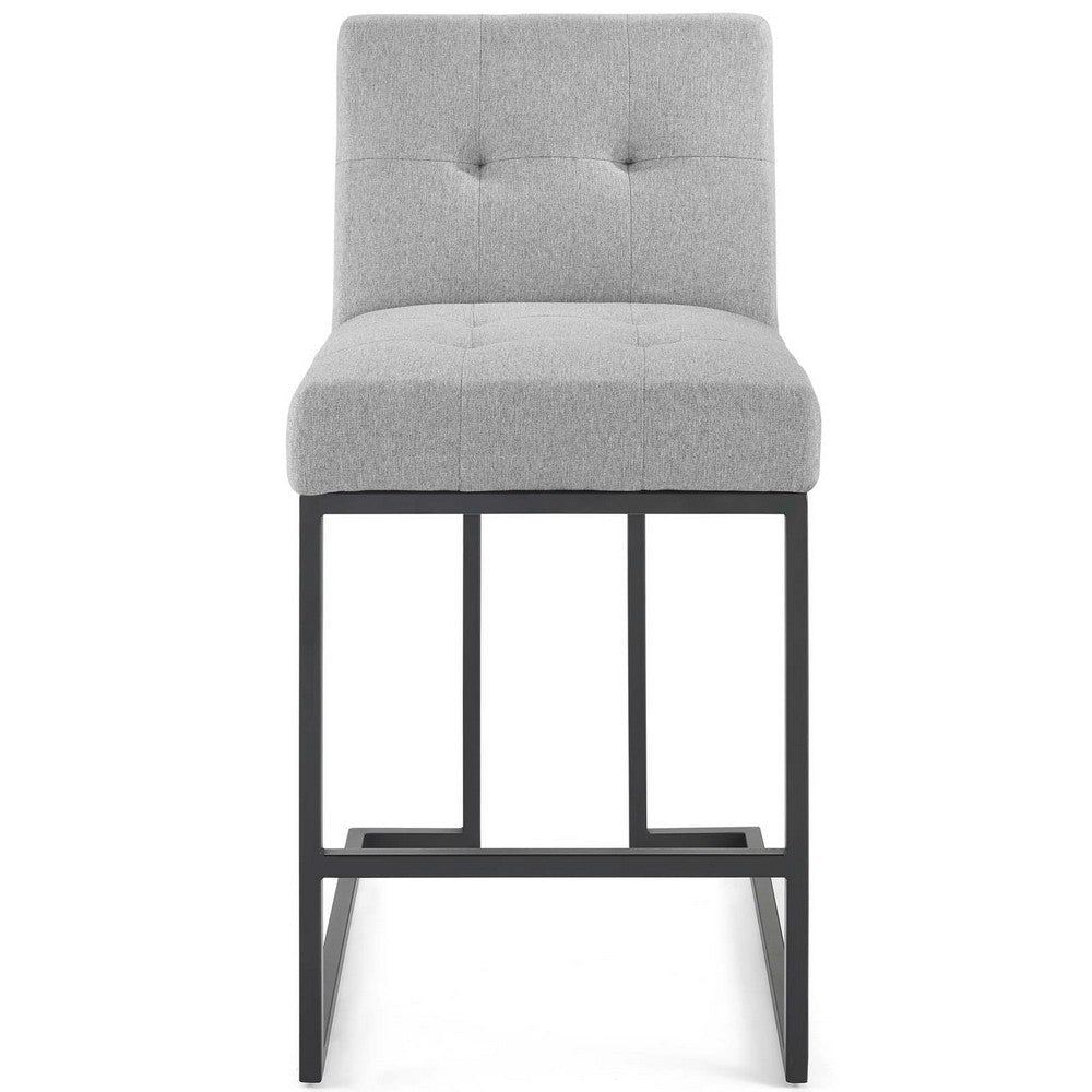 Modway Privy Black Stainless Steel Upholstered Fabric Counter Stool Light Gray MDY-EEI-3854-BLK-LGR