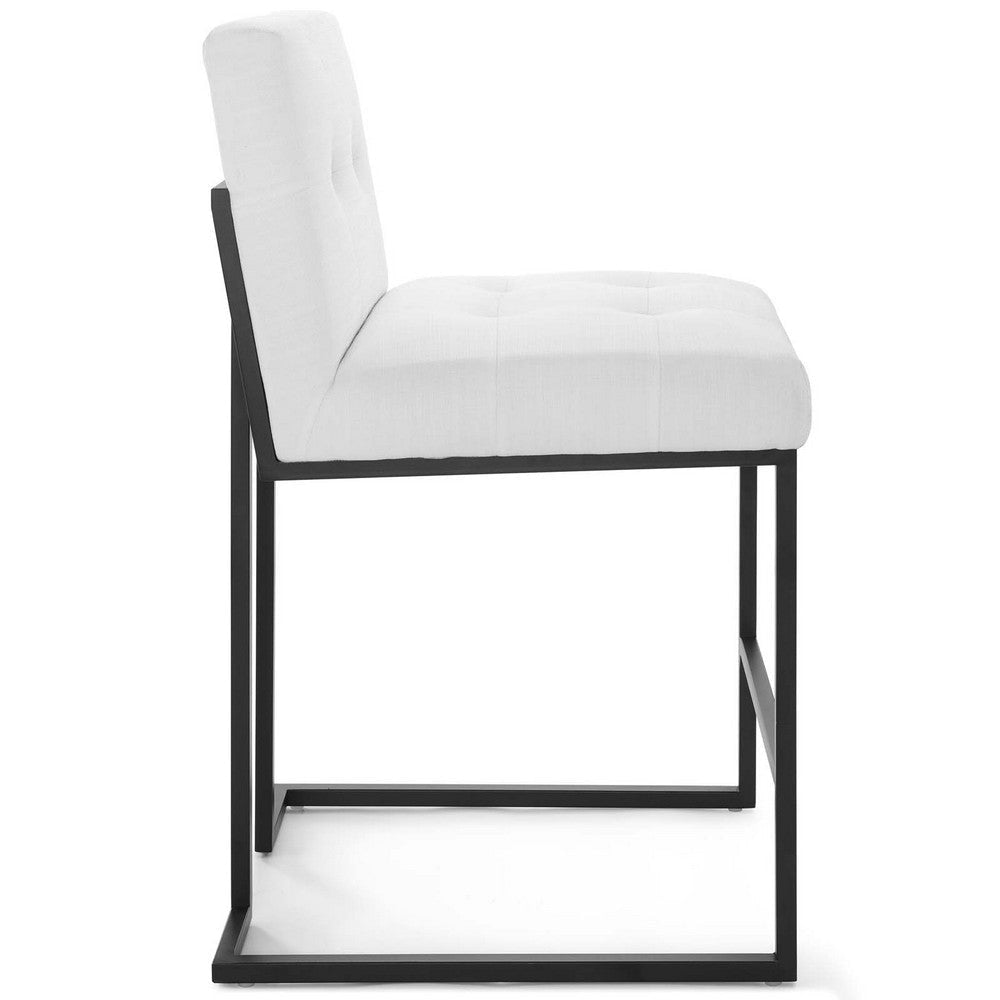 Modway Privy Black Stainless Steel Upholstered Fabric Counter Stool White MDY-EEI-3854-BLK-WHI