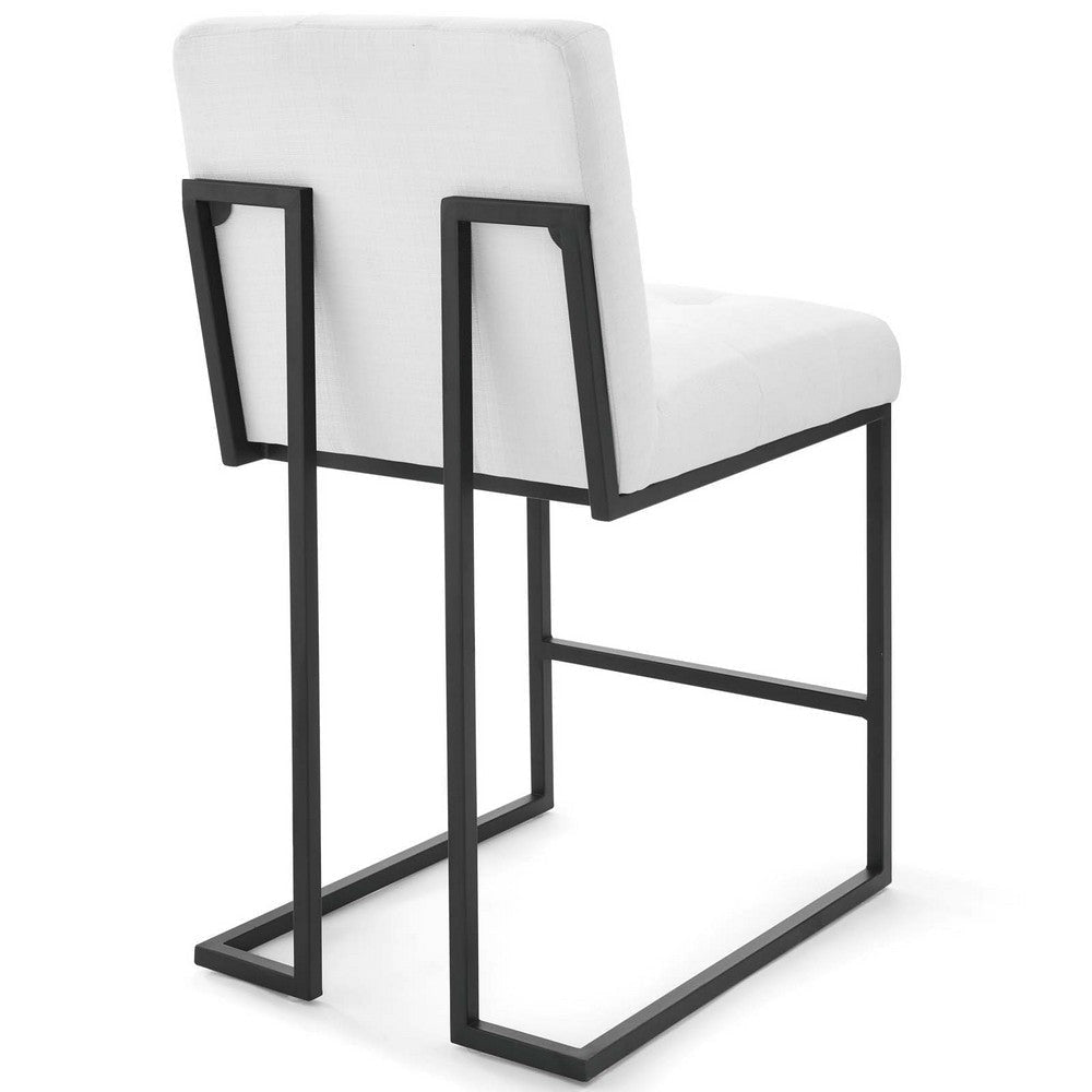 Modway Privy Black Stainless Steel Upholstered Fabric Counter Stool White MDY-EEI-3854-BLK-WHI