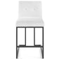 Modway Privy Black Stainless Steel Upholstered Fabric Counter Stool White MDY-EEI-3854-BLK-WHI