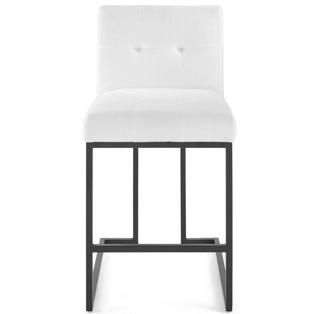 Modway Privy Black Stainless Steel Upholstered Fabric Counter Stool White MDY-EEI-3854-BLK-WHI