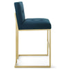 Modway Privy Stainless Steel Upholstered Fabric Bar Stool Gold Azure MDY-EEI-3855-GLD-AZU