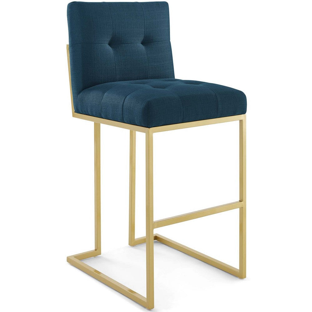 Modway Privy Stainless Steel Upholstered Fabric Bar Stool, Gold Azure