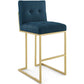 Modway Privy Stainless Steel Upholstered Fabric Bar Stool Gold Azure MDY-EEI-3855-GLD-AZU