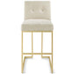 Privy Gold Stainless Steel Upholstered Fabric Bar Stool - No Shipping Charges MDY-EEI-3855-GLD-BEI