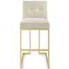 Privy Gold Stainless Steel Upholstered Fabric Bar Stool - No Shipping Charges MDY-EEI-3855-GLD-BEI