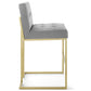 Privy Gold Stainless Steel Upholstered Fabric Bar Stool - No Shipping Charges MDY-EEI-3855-GLD-AZU