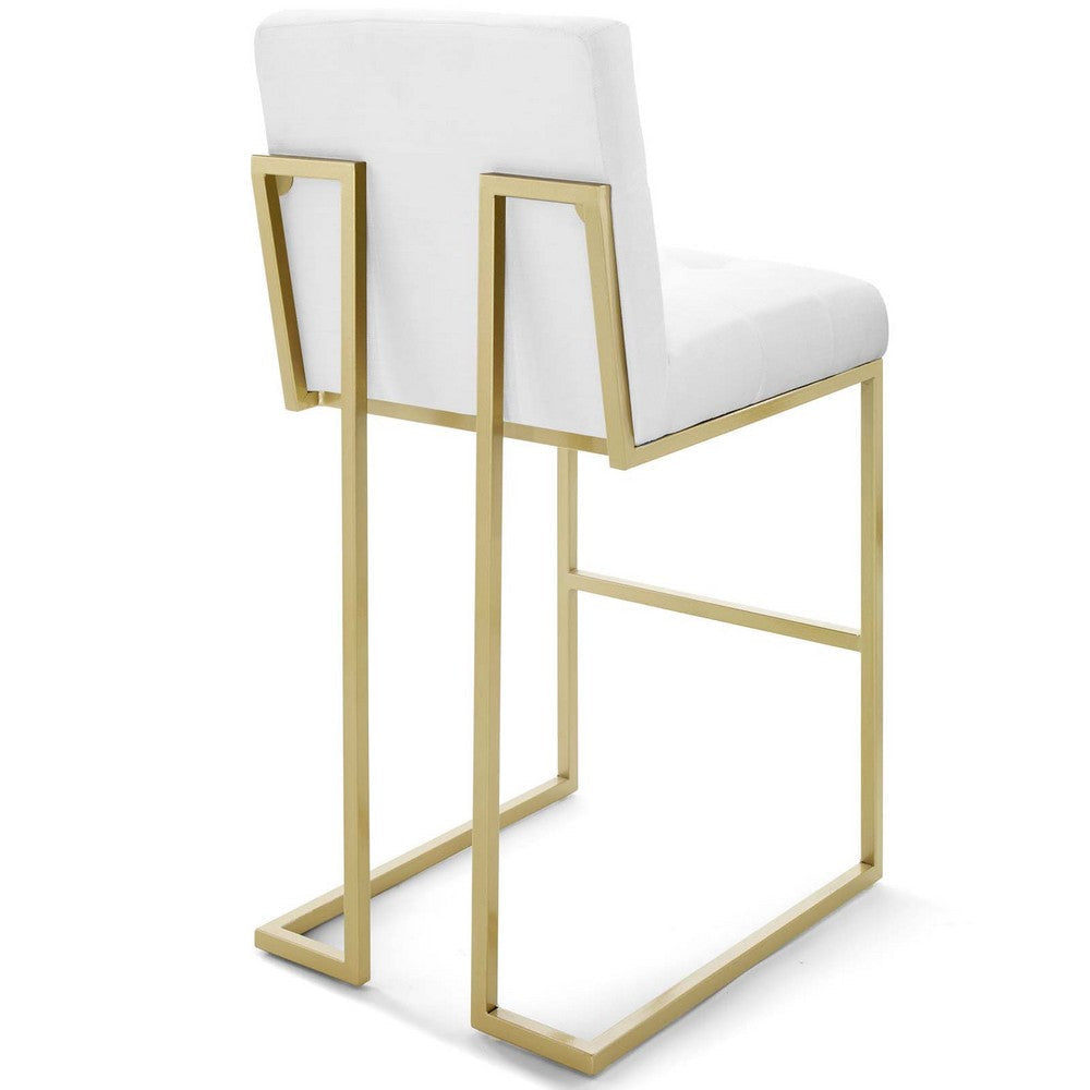 Modway Privy Stainless Steel Upholstered Fabric Bar Stool Gold White MDY-EEI-3855-GLD-WHI