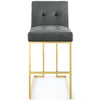 Modway Privy Gold Stainless Steel Performance Velvet Bar Stool Charcoal MDY-EEI-3856-GLD-CHA