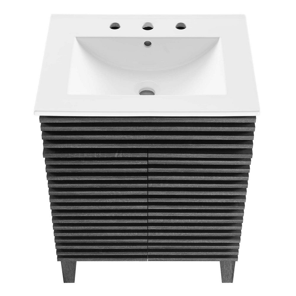 Modway Render Mid-Century Bathroom Vanity with Sink in Charcoal White MDY-EEI-3860-CHA-WHI