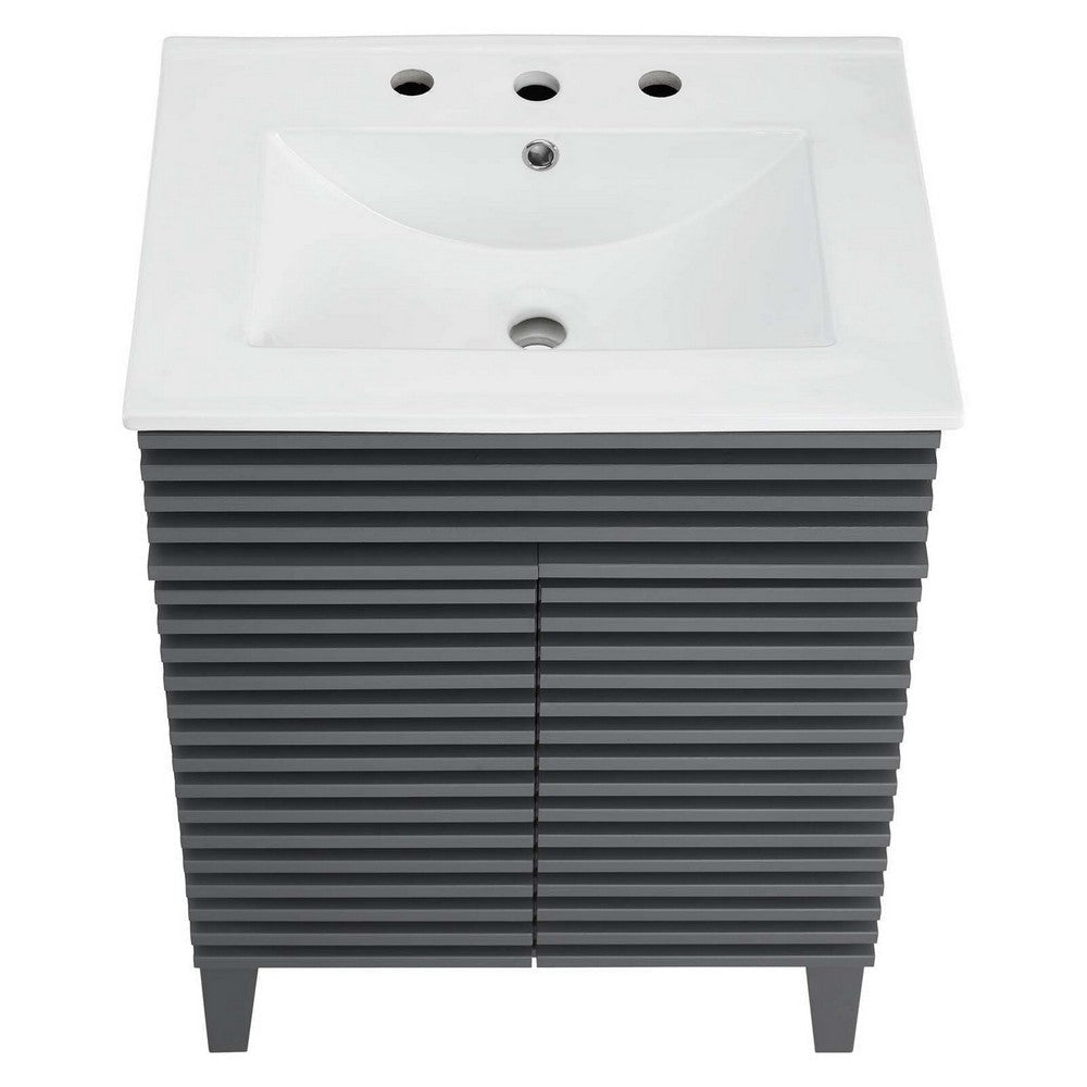 Modway Render Vanity with Sink-Floor 24 Inch Gray White MDY-EEI-3860-GRY-WHI