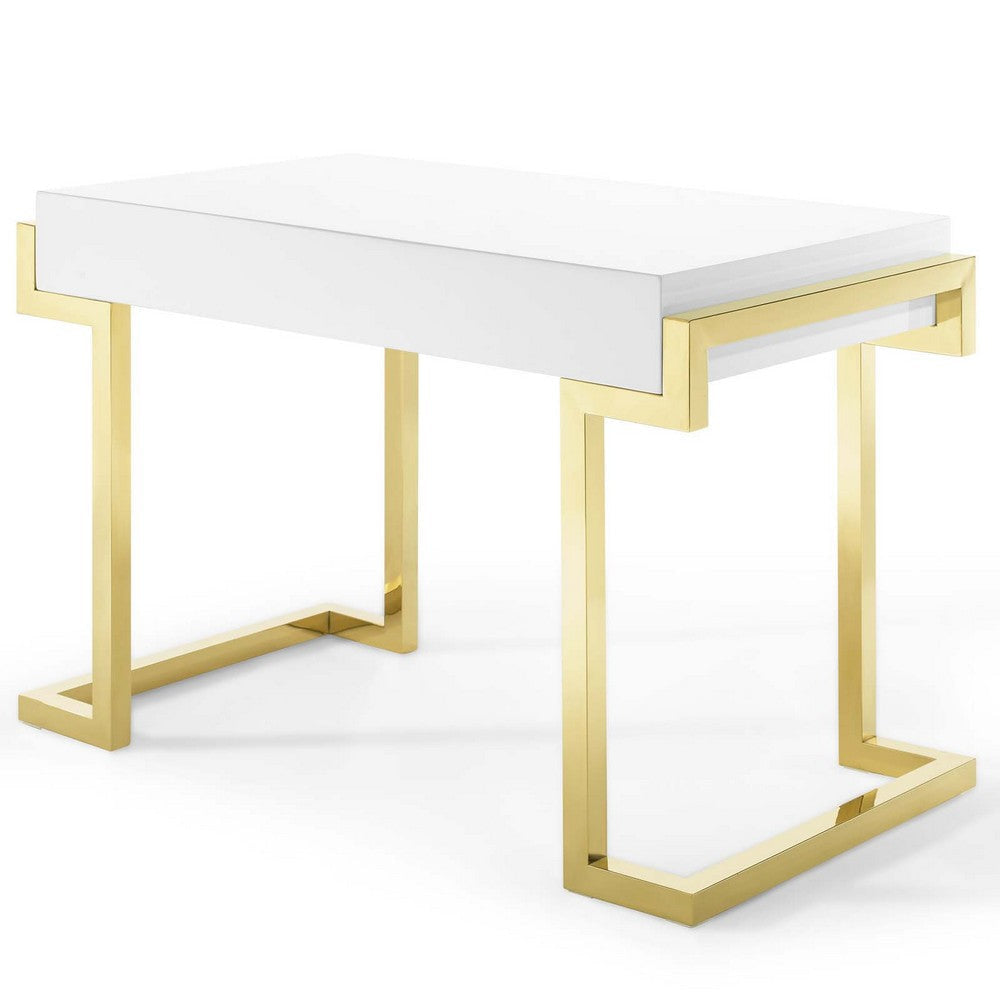 Modway Ring Office Desk Gold White MDY-EEI-3862-GLD-WHI