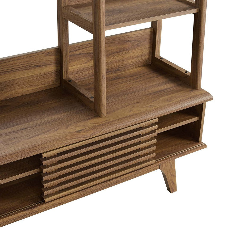 Modway Render Mid-Century Modern TV Stand Entertainment Center 70’’ Walnut MDY-EEI-3863-WAL