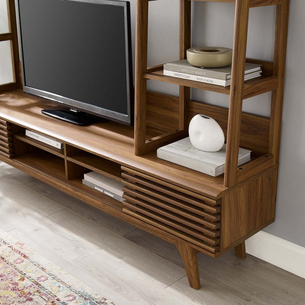 Modway Render Mid-Century Modern TV Stand Entertainment Center 70’’ Walnut MDY-EEI-3863-WAL