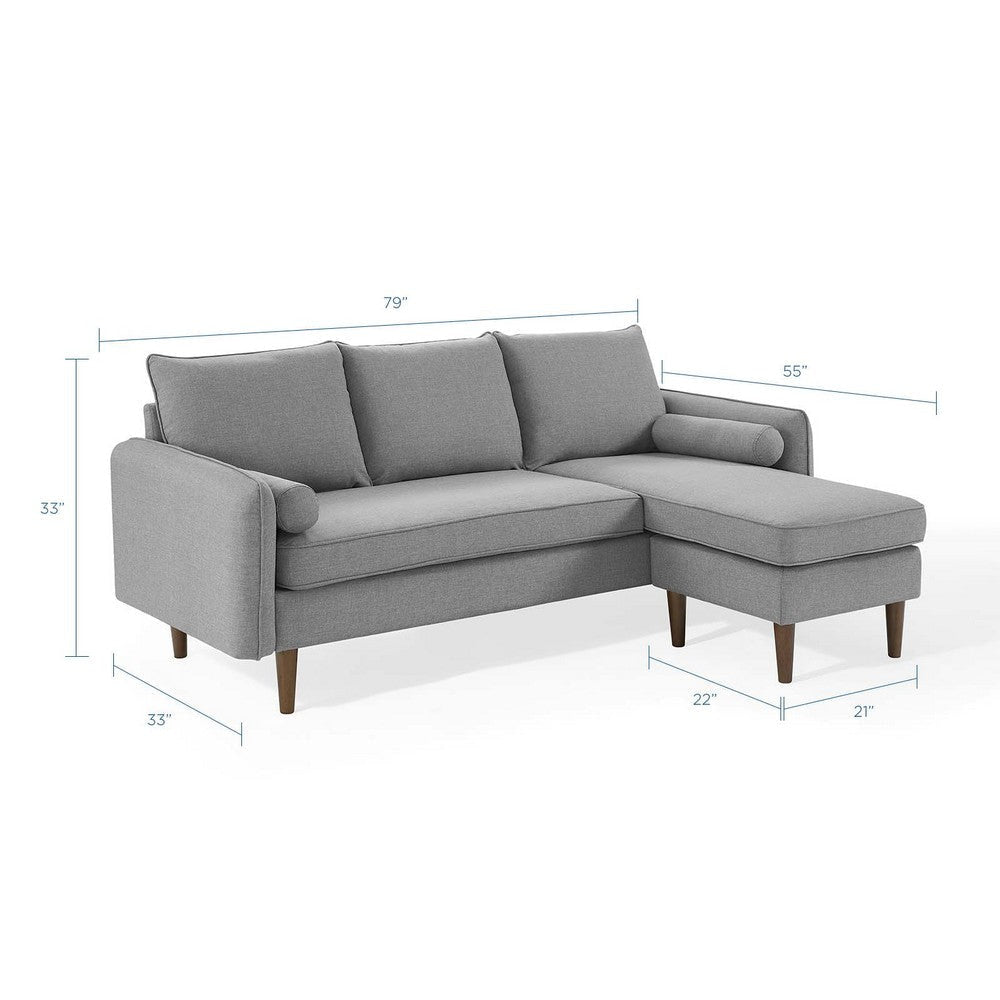 Modway Revive Modern Upholstered Fabric Right or Left Sectional Sofa Couch Light Gray MDY-EEI-3867-LGR