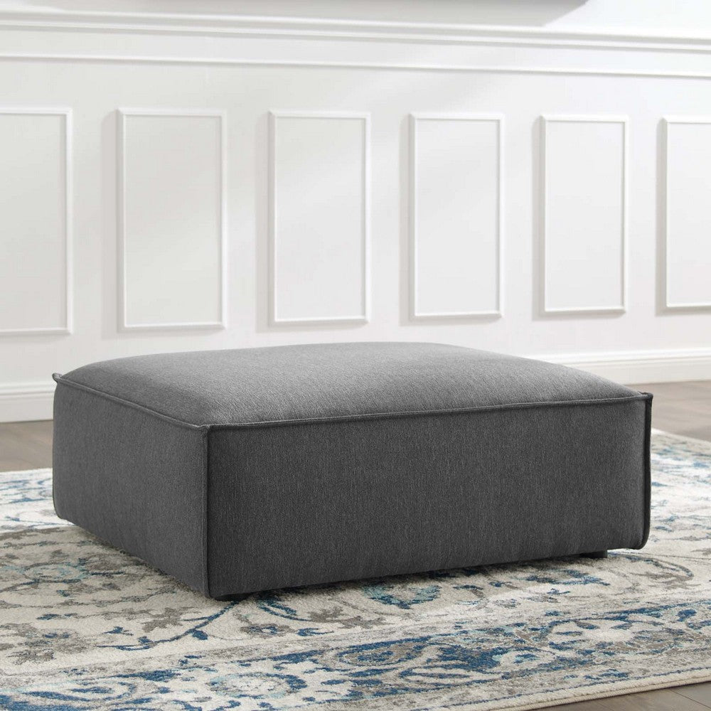 Modway Restore Upholstered Fabric Sectional Sofa Ottoman in Charcoal, 41.5 x 35 x 16.5