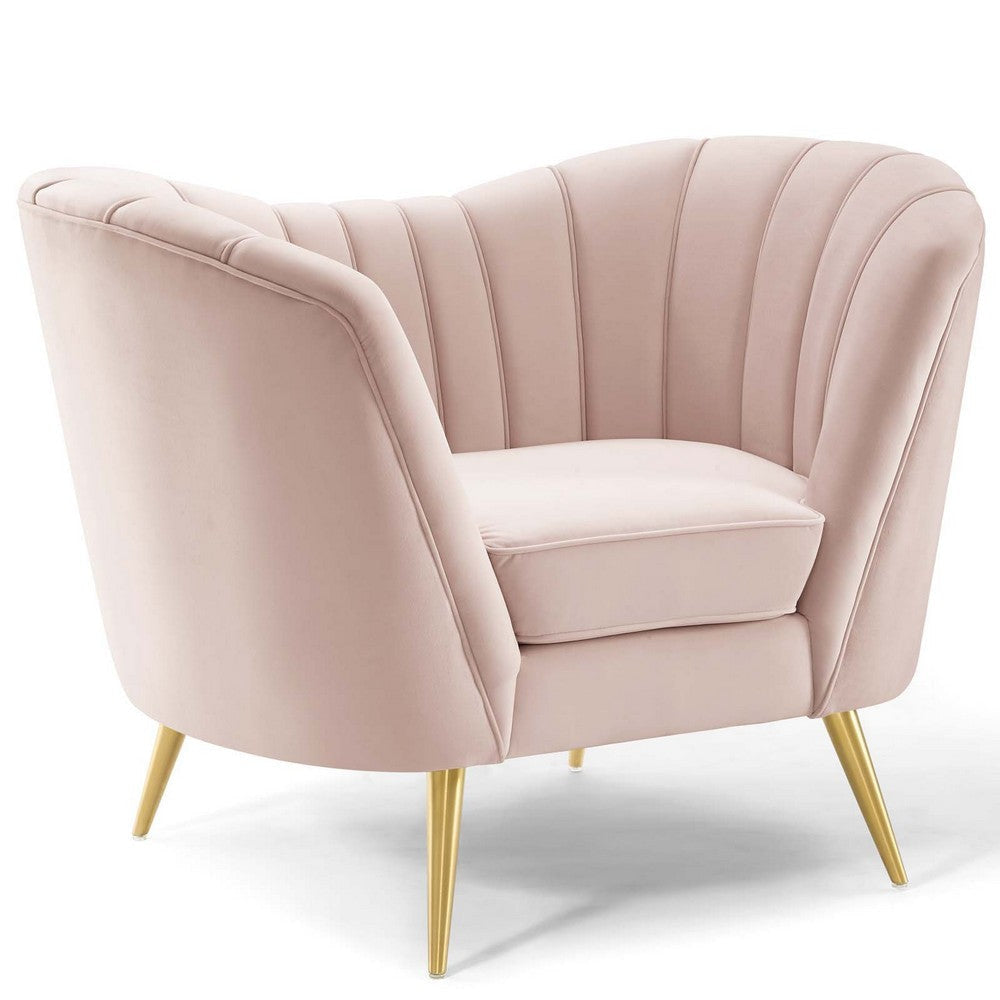 Modway EEI-3874-PNK Opportunity Channel Tufted Performance Velvet Accent Armchair in Pink