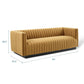 Modway Conjure Sofa in Channel Tufted Upholstered Performance Velvet Cognac MDY-EEI-3885-COG