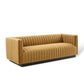 Modway Conjure Sofa in Channel Tufted Upholstered Performance Velvet Cognac