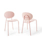 Modway Palette Modern Molded Plastic Accent Dining Chair in Pink - Set of 2 - Comes Fully Assembled