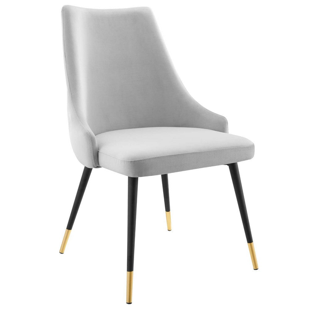 Modway Adorn Tufted Performance Velvet Accent Dining Side Chair, Light Gray