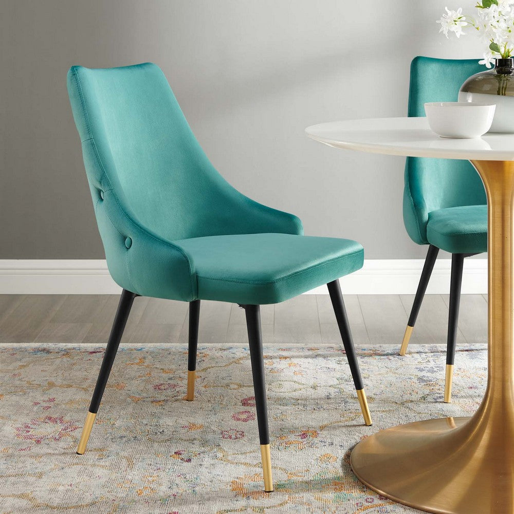 Modway Adorn Tufted Performance Velvet Dining Side Chair Teal 25D x 22W x 34H Inch MDY-EEI-3907-TEA