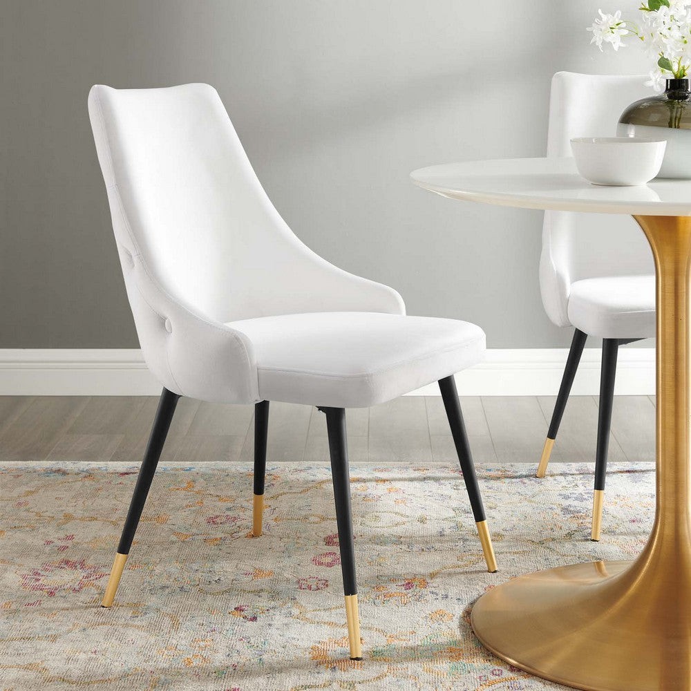 Modway Adorn Tufted Performance Velvet Accent Dining Side Chair White MDY-EEI-3907-WHI