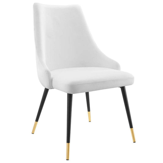 Modway Adorn Tufted Performance Velvet Accent Dining Side Chair, White