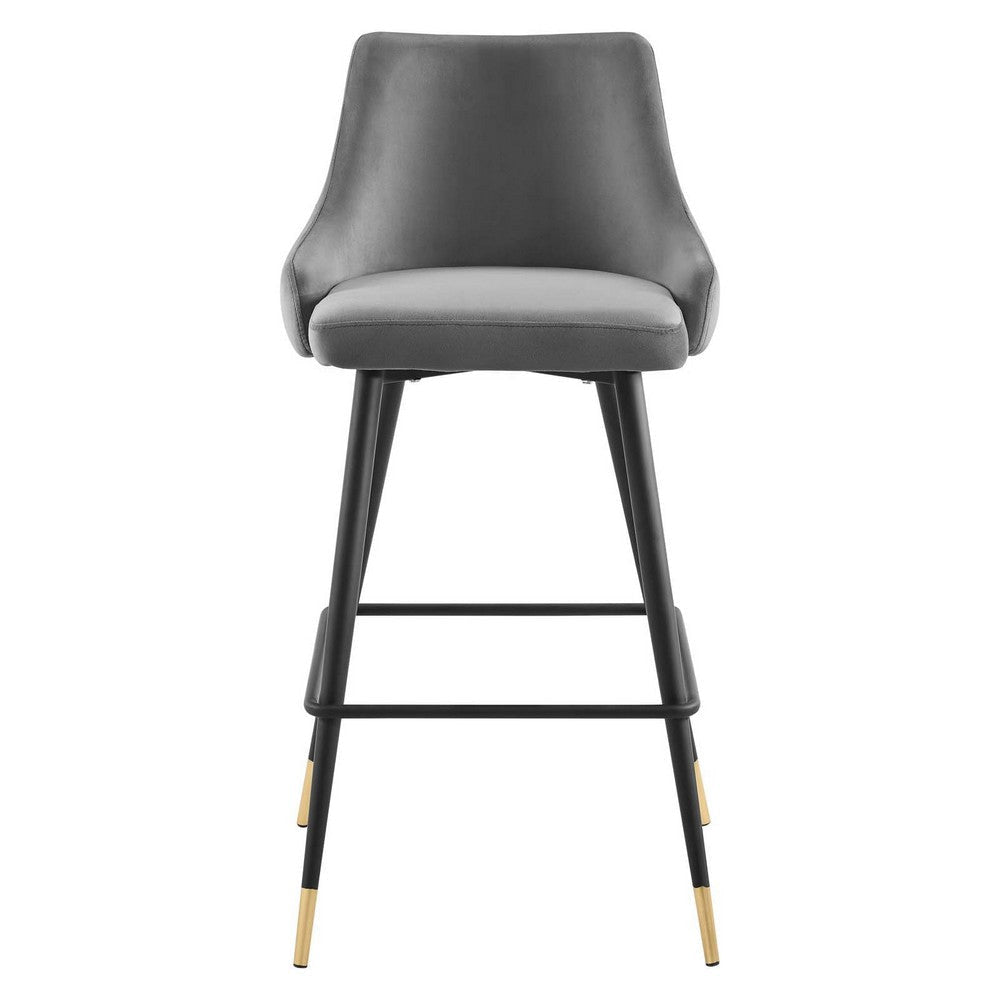 Modway Adorn Performance Velvet Bar Stool Gray MDY-EEI-3909-GRY