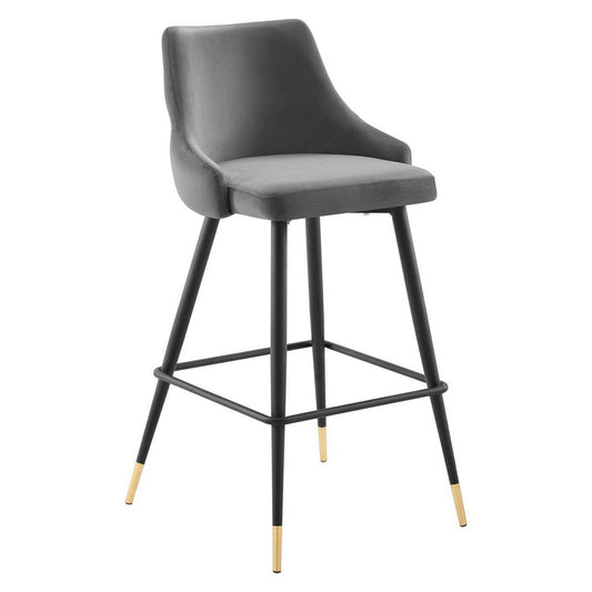 Modway Adorn Performance Velvet Bar Stool, Gray