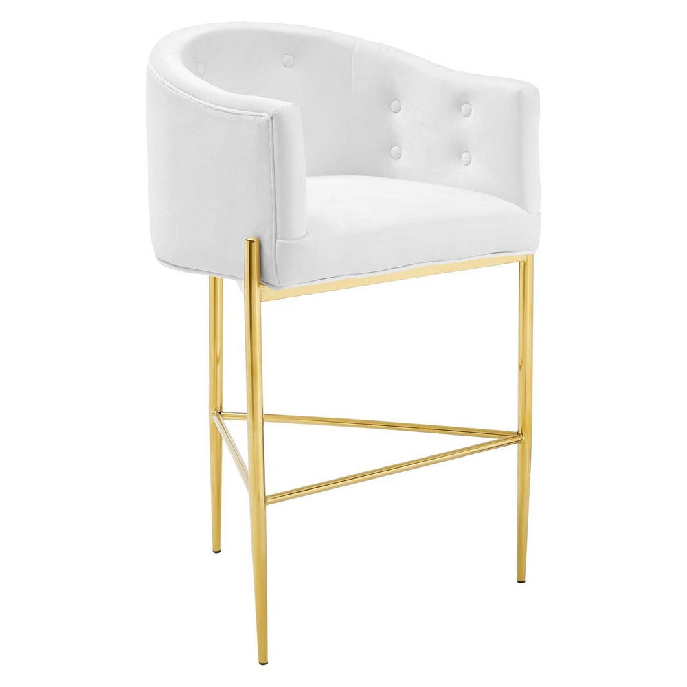 Modway Savour Tufted Performance Velvet Bar Stool, White