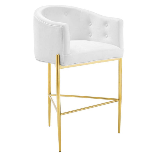 Modway Savour Tufted Performance Velvet Bar Stool, White