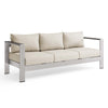 Modway Shore Aluminum Metal Outdoor Patio Sofa With Silver Beige All-Weather Cushions