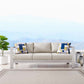 Modway Shore Aluminum Metal Outdoor Patio Sofa With Silver Beige All-Weather Cushions MDY-EEI-3917-SLV-BEI