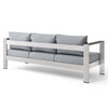 Modway Shore Aluminum Metal Outdoor Patio Sofa With Silver Gray All-Weather Cushions MDY-EEI-3917-SLV-GRY