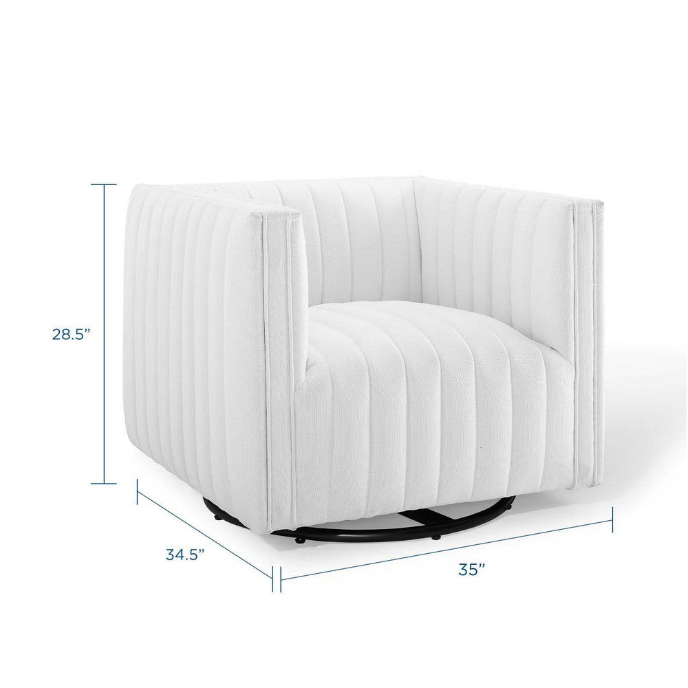 Modway Conjure Channel Tufted Upholstered Accent White Swivel Armchair MDY-EEI-3926-WHI