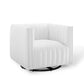 Modway Conjure Channel Tufted Upholstered Accent White, Swivel Armchair