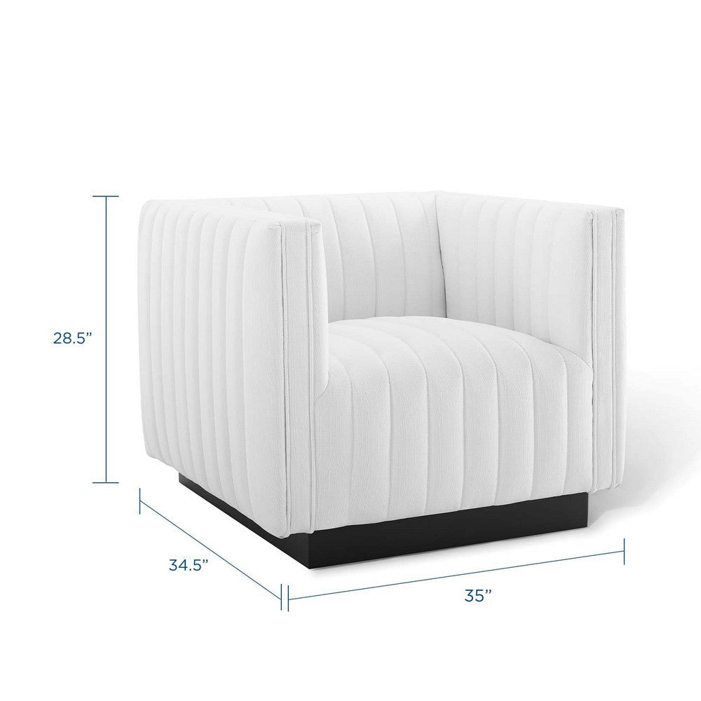 Modway Conjure Modern Tufted Fabric Upholstered Armchair in Black/White MDY-EEI-3927-WHI