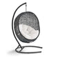 Modway EEI-3943-BLK-WHI Encase Wicker Rattan Outdoor Patio Porch Lounge Sunbrella Egg Swing Chair with Stand in Black White