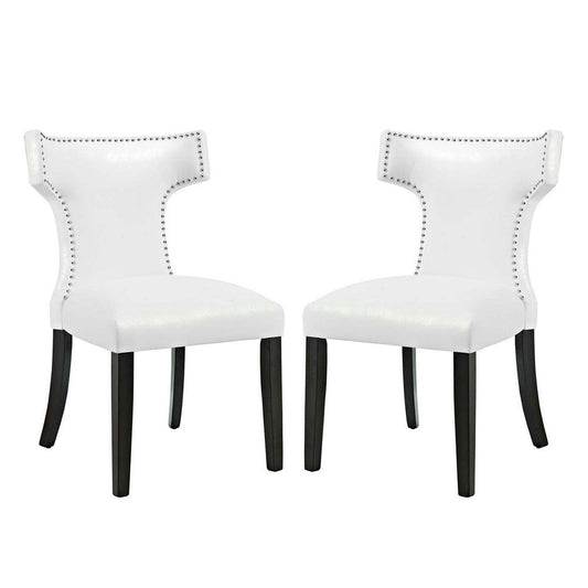 Modway Curve Vinyl Set of 2, Two Dining Chairs, White