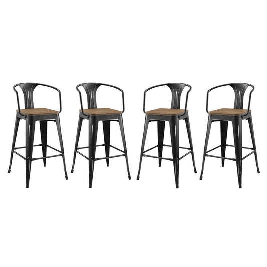 Modway Promenade Bar Stool Set of 4, Black