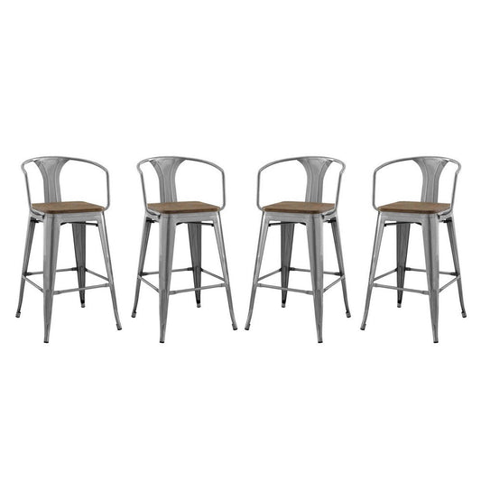 Modway Promenade Bar Stool Set of 4, Gunmetal