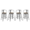 Modway Promenade Bar Stool Set of 4, Gunmetal