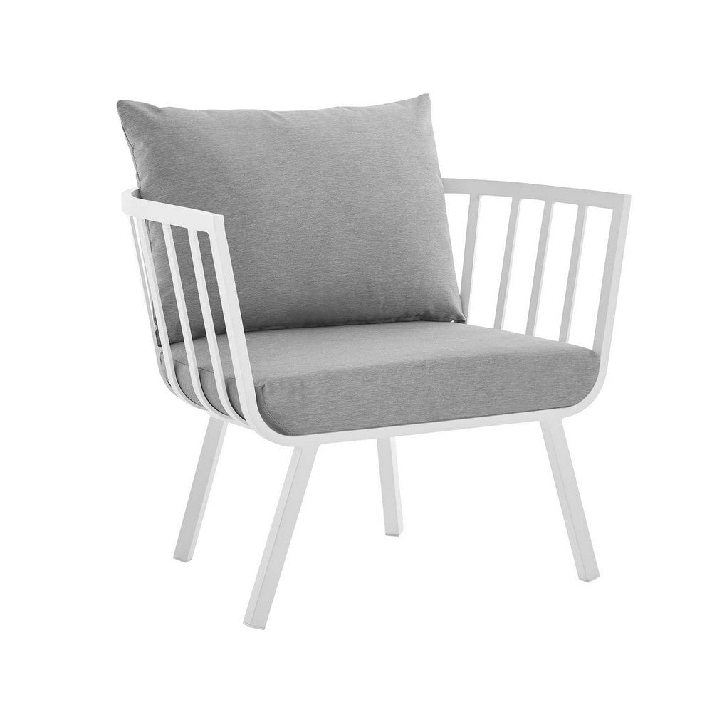 Modway Riverside Modern Fabric Outdoor Armchair in White/Gray (Set of 2) MDY-EEI-3960-WHI-GRY