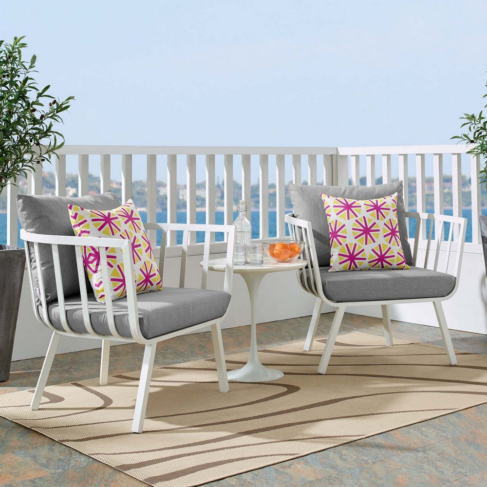 Modway Riverside Modern Fabric Outdoor Armchair in White/Gray (Set of 2) MDY-EEI-3960-WHI-GRY