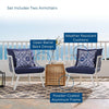 Modway Riverside Modern Fabric Outdoor Armchair in White/Navy (Set of 2) MDY-EEI-3960-WHI-NAV